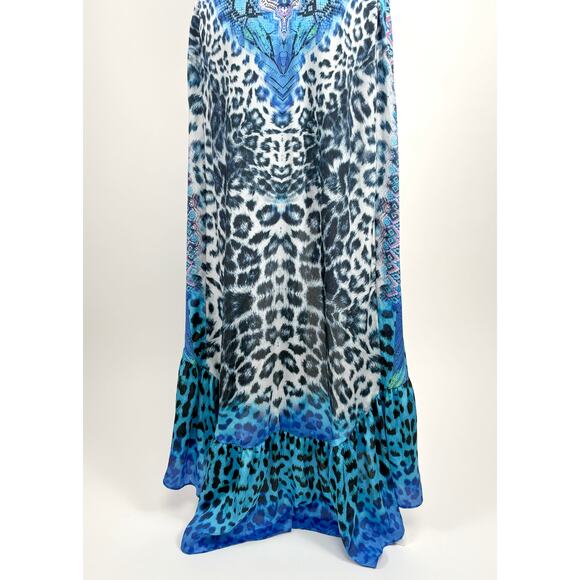 True Colors by La Moda Hi Low Frill Maxi Dress Size Small Medium Resort Flowy - Picture 8 of 16